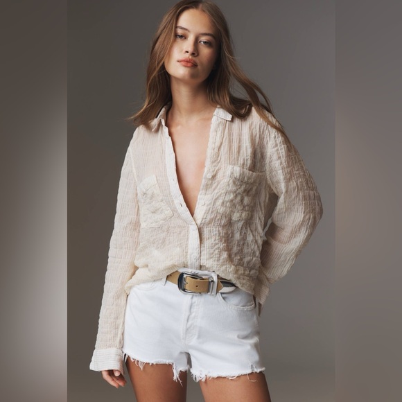 Anthropologie Tops - Anthropologie | Cloth & Stone Striped Buttondown Shirt in White Size Medium